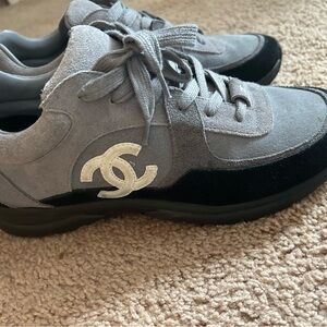 Chanel Gray and Black Sneakers